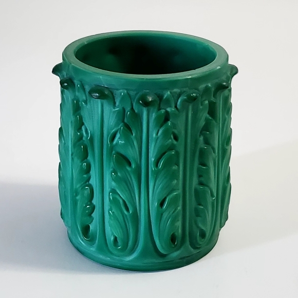 Heinrich Hoffman Czech Republic Other - Vntg Malachite Glass Acanthus Leaf Cigarette Urn Cup Jar by Heinrich Hoffman